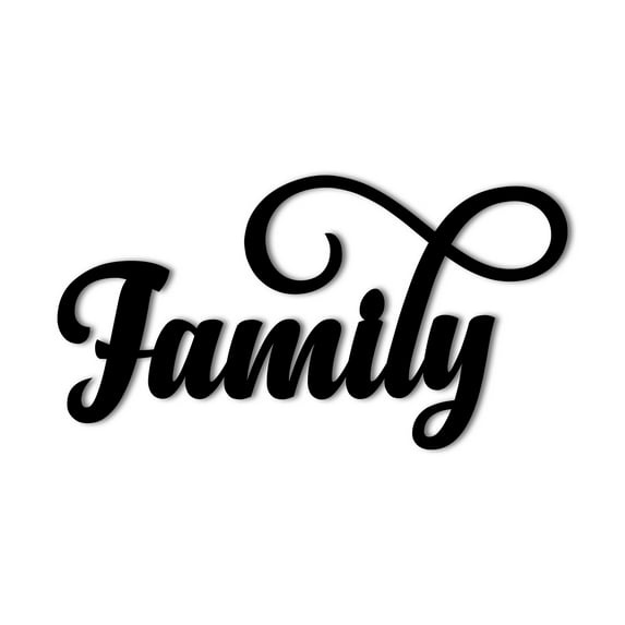 Family Metal Wall Sign Cursive Decorative Accent Decor Wall Decor Word Sign - 3 Sizes / 13 Colors - Anniversary Gift Idea Husband Wife Room Decor Indoor Outdoor Made in USA