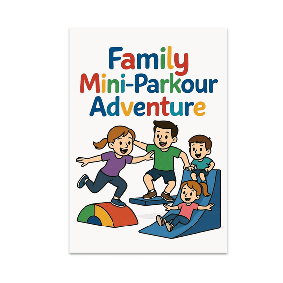 Family Mini-Parkour Adventure - Family Fitness Decor - 13x19 Poster Print