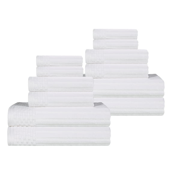Family Modern Cotton 12-Piece Towel Set, White by Blue Nile Mills