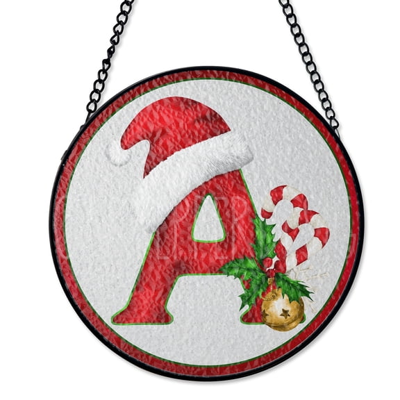 Family Monogram Customized Suncatcher Stained Glass Style UV Printed Glass Personalized Home Decor Round