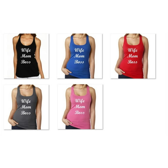 Family Mother Wife Mom Boss Lady Printed Design Tank Top Soft and Comfy Tank Top, Lightweight Tank Top Color Black X-Large