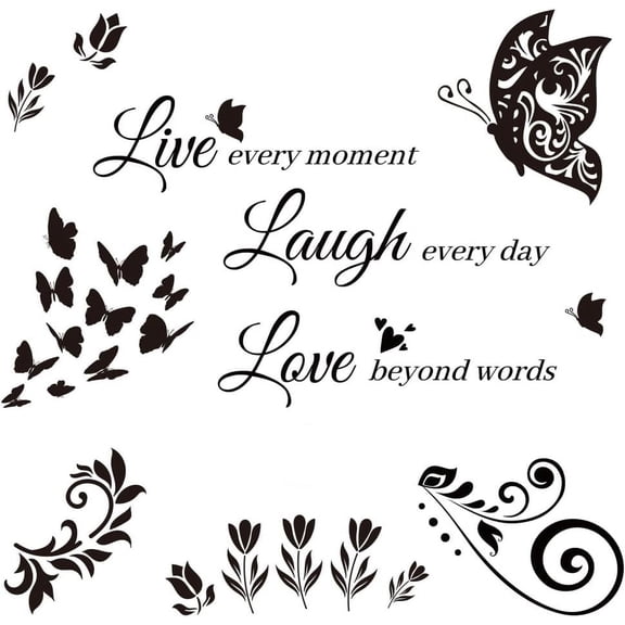 Family Motivational Wall Decal Live Love Laugh Wall Sticker Inspirational Quotes Sticker Removable Peel and Stick Wall Sticker