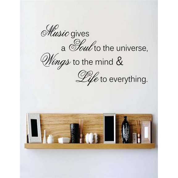 Family Music gives Life to Everything Inspirational Music Wall Decal Decoration Music Gives A Soul To Universe Quote Lettering Lasts Years and Easily Removable - Size: 20 In(W) x 30 In(H)