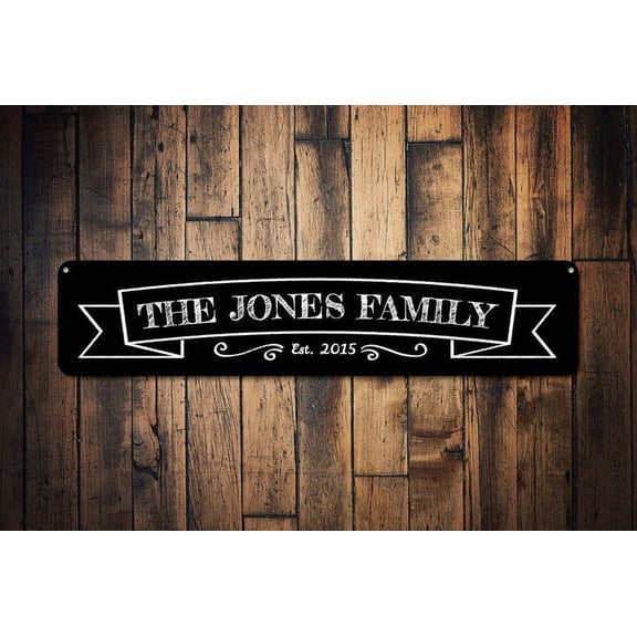 Family Name Decor Established Date Sign Metal Banner Sign Custom Last Name Sign Wedding Decor - Weddings - Size: 16 x 4 Inches