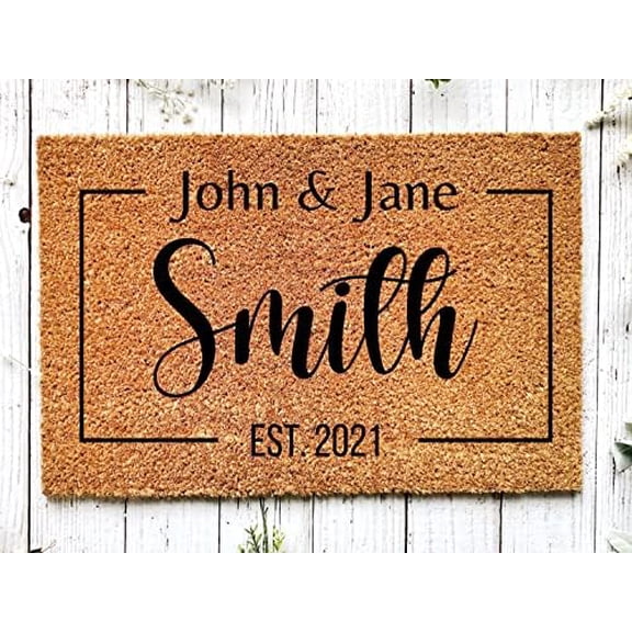 Family Name Doormat, Housewarming Gift, Personalized Doormat, Closing Gift, Custom Family Welcome Mat, Wedding Gift, Personalized Gift$$Garden & Patio