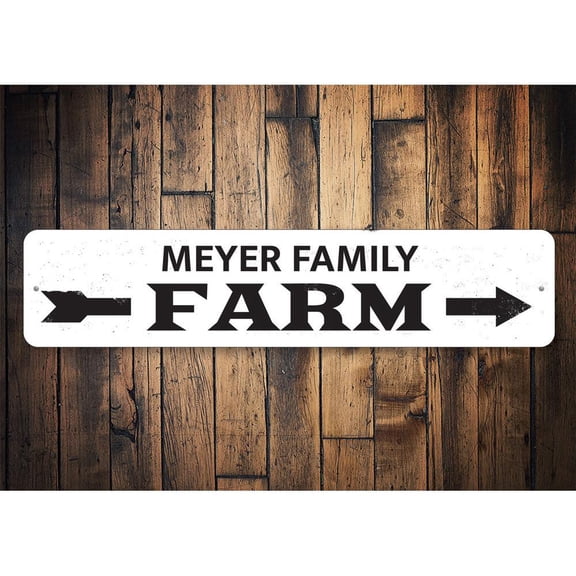 Family Name Farm Arrow Novelty Decor, Metal Wall Sign - 4x18 Inches