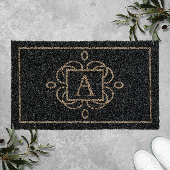 Family Name Initial Monogram Doormat, Personalized Welcome Mat, Housewarming Gift, Weatherproof PVC Curly Mat