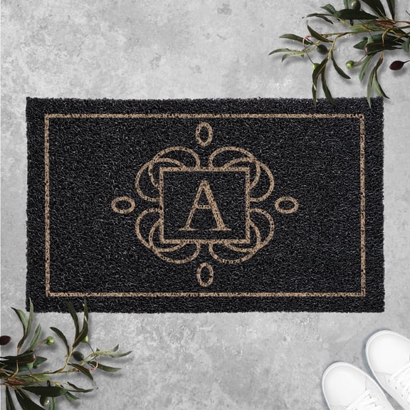 Family Name Initial Monogram Doormat, Personalized Welcome Mat, Housewarming Gift, Weatherproof PVC Curly Mat