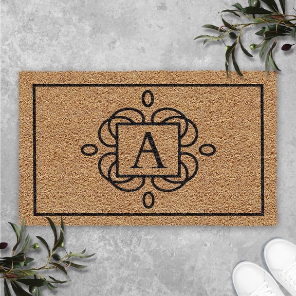 Family Name Initial Monogram Doormat, Personalized Welcome Mat, Housewarming Gift, Weatherproof PVC Curly Mat