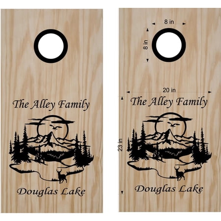 Family Name Lake Mountain Cornhole Board Vinyl Decal Sticker