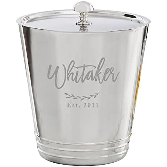 Family Name Personalized Stainless Steel Ice Bucket with Lid - Custom Engraved With Name - Perfect for Housewarming, Retirement, Wedding, or Engagement Gifts$$Home Decor, Kitchen, & Other