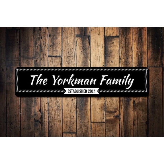 Family Name Sign Established Date Sign Custom Wedding Gift Anniversary Sign Metal Family Sign - Sign Decor - Size: 16 x 4 Inches