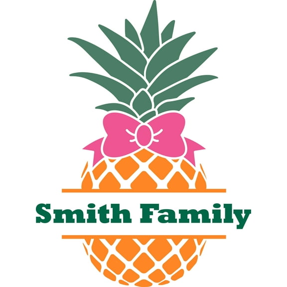 Family Name Surname Pineapple Design Customized Wall Decal - Custom Vinyl Wall Art - Personalized Name - Baby Girls Boys Kids Bedroom Wall Decal Room Decor Wall Stickers Decoration Size (20x12 inch)