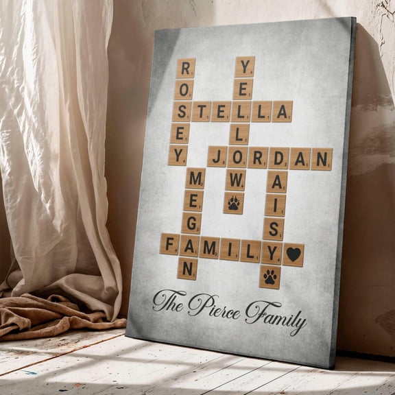 Family Names Crossword Canvas Wall Art Home Decor