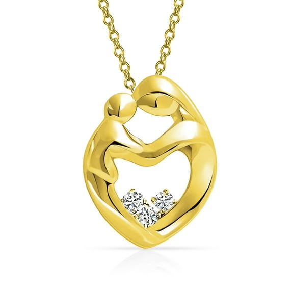 Family New Mother Loving Son Child Daughter Heart Shaped Pendant Necklace For Women Rose Gold Plated 925 Sterling Silver
