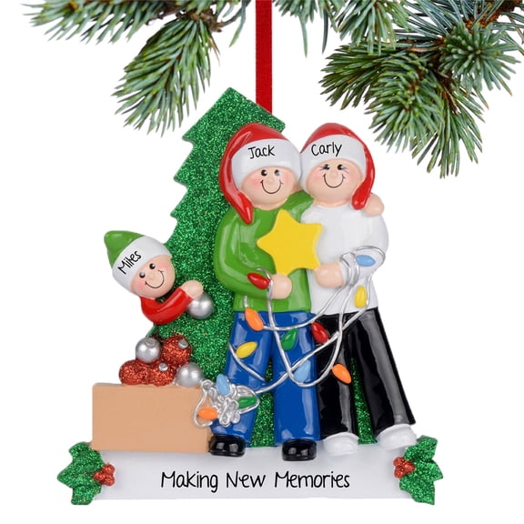 Family Of 5 Decorating Tree Ornament