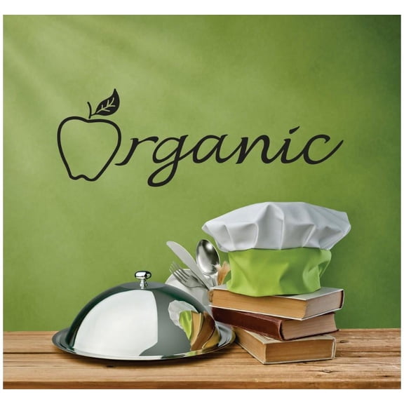 Family Organic Cute Home Wall Decal Decoration Organic Text Lettering with Cute Apple Lasts Years and Easily Removable - Size: 5 In(W) x 10 In(H)
