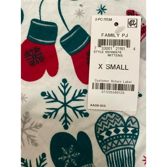 Family PJ Matching Women's Mittens Pajama Set- Size XS New with box/tags