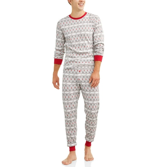 Family PJs Men's Fairisle Snowflake and Polar Bear Print Cotton 2-piece Set