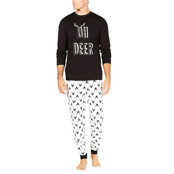 Family PJs Men's Matching 2 Pcs Pajama Long Sleeve Set (Oh Deer, Medium)