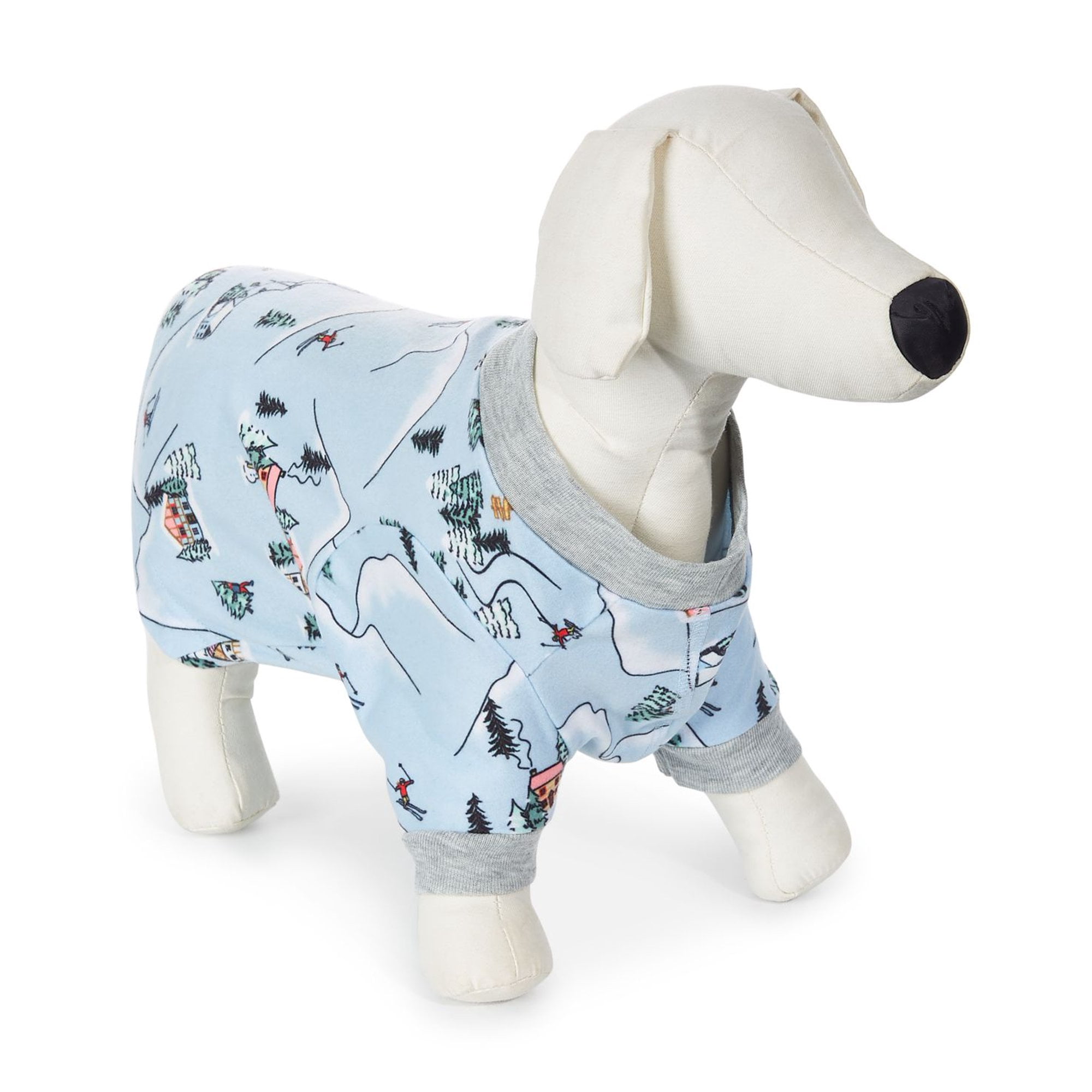 Family PJs Pet Matching Ski Mountain Pajamas, Blue Large