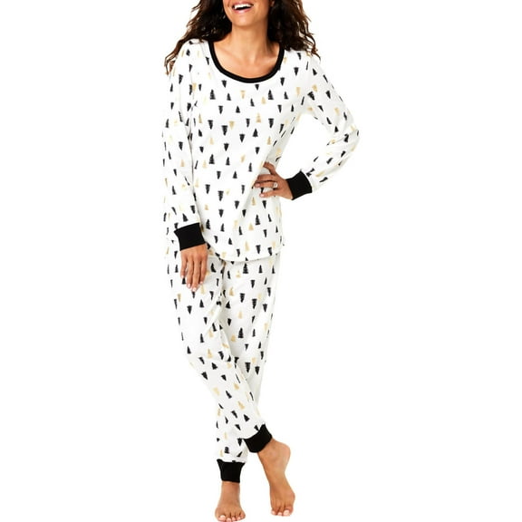Family PJs Womens Christmas Holiday Pajama Set White S