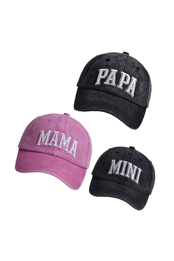 Family Pack Baseball Hats 3D Embroidery Design Comfortable Adjustable Fit For All Ages