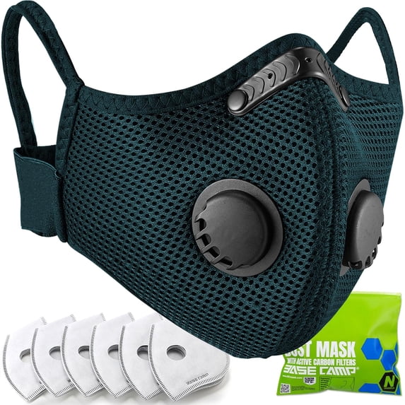 Family Pack Dust Mask, Breathable Reusable Respirator Mask with 6 Activated Carbon Filters(Dark Tiber)