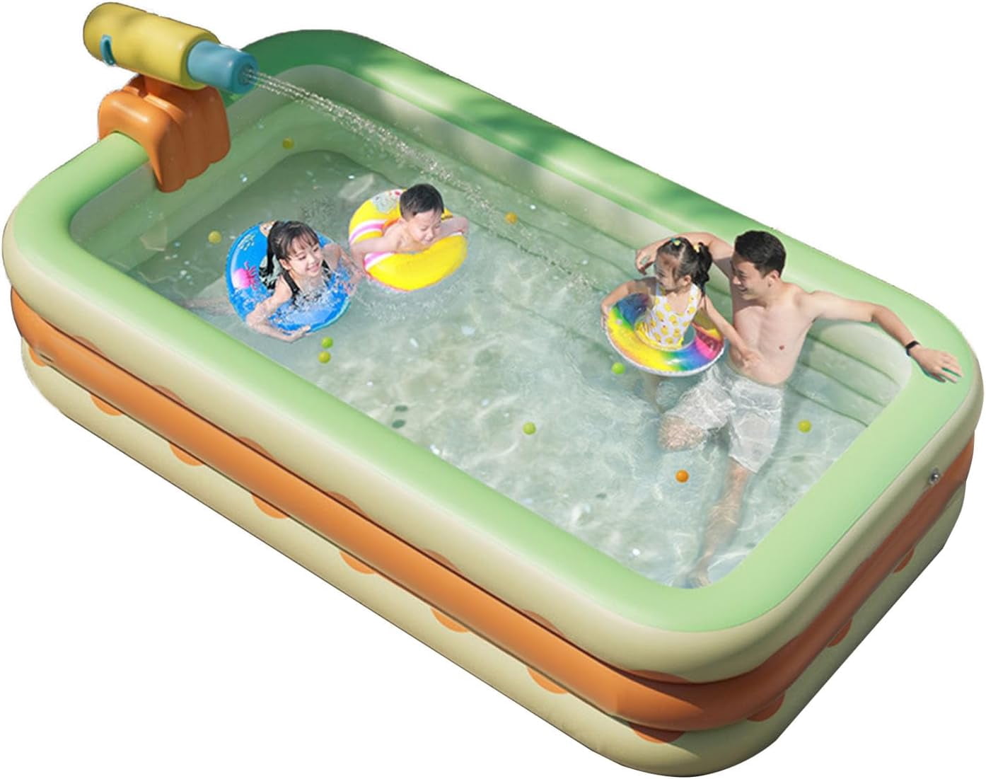 Family Paddling Inflatable Swimming Pool, 1.5M Outdoor Garden Pool for Family, Family Fun Lounge Pool, Rectangular Paddling Pool, PVC Blowing Swimming Pool (#2)