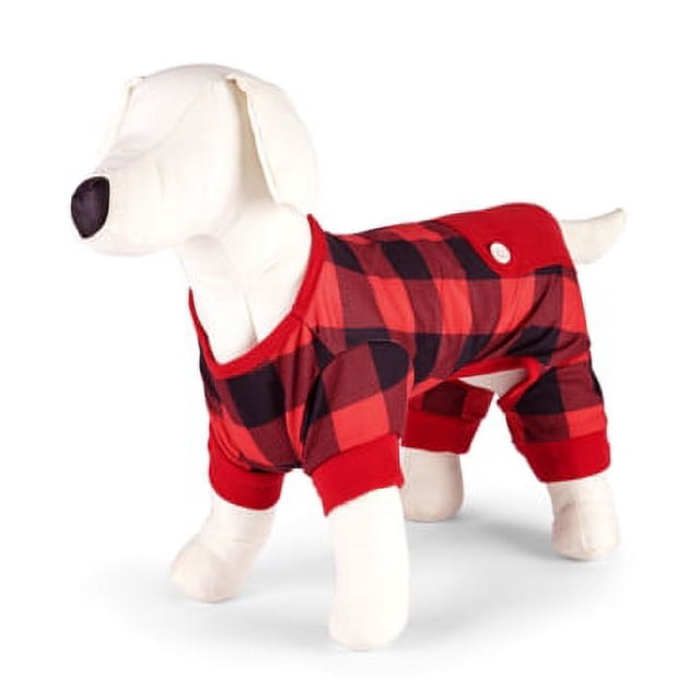 Family Pajamas Buffalo Check Pet Pajamas Red and Black M