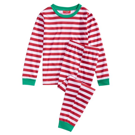 Family Pajamas Matching Holiday Stripe Pajama Sets, Red, 2T / 3T