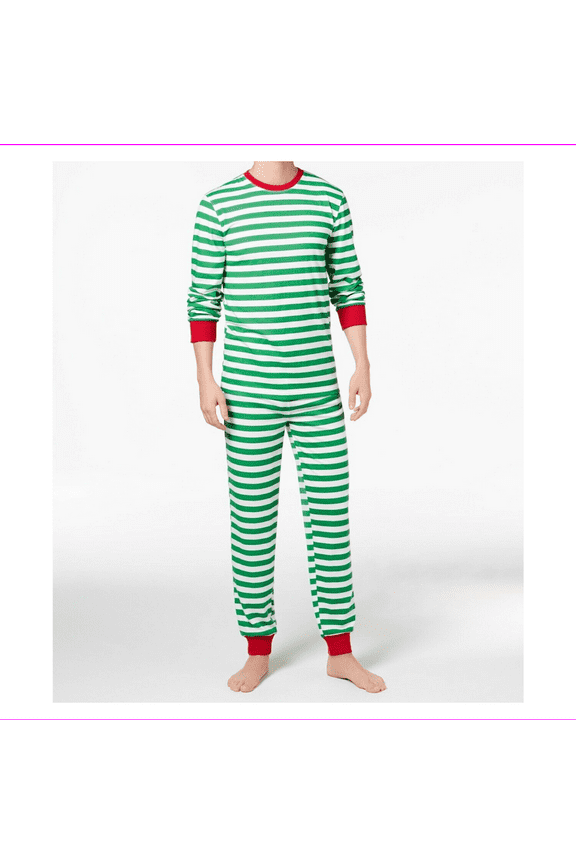 Family Pajamas Matching Men's Holiday Stripe Pajama Set Green S