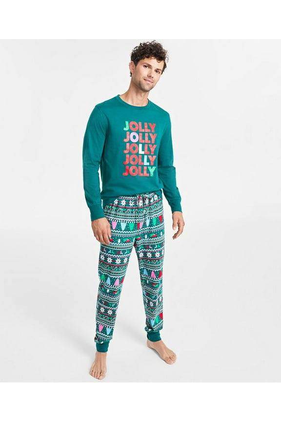 Matching Mens Mix It Jolly Fair Pajamas Set, Green, X-Large