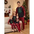 thumbnail image 1 of Family Pajamas Matching Set Christmas Tree Print Raglan Sleeve Tops and Elastic Plaid Pants Loungewear Soft Sleepwear, 1 of 10