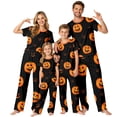 thumbnail image 1 of Family Pajamas Matching Sets - 2 Piece Thanksgiving Pumpkin Print Short Sleeve Top Pants Sleepwear Loungewear for Halloween Nights for 12 Months Pjs, 1 of 3