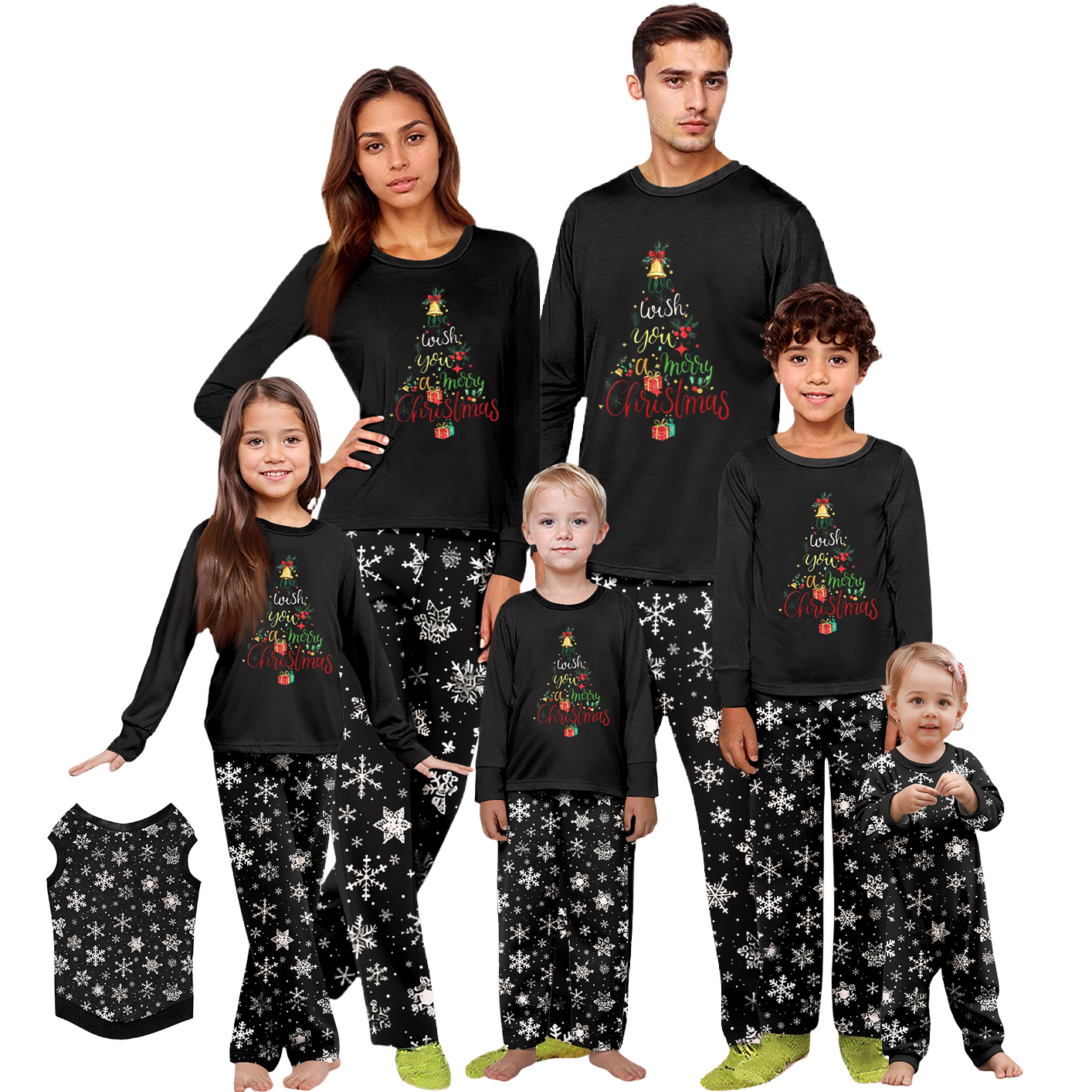 Family Pajamas Matching Sets 2 Piece Black Christmas Tree Santa Hat Print Long Sleeve Top Pants Sets Christmas Pajamas Family Matching Sets Xmas Nigh: What Stands Out on Walmart
