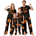 thumbnail image 1 of Family Pajamas Matching Sets - 2 piece Pumpkin Face Print Short Sleeve Tops + Pants Sets,Halloween Pajamas Matching Sets for Family Halloween Night for L Pjs, 1 of 8