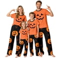 thumbnail image 1 of Family Pajamas Matching Sets - 2 piece Pumpkin Face Short Sleeve Tops+Pants Outfit Sets,Matching Halloween Pjs for Family Couples Women Men for 9 Years Pjs, 1 of 6