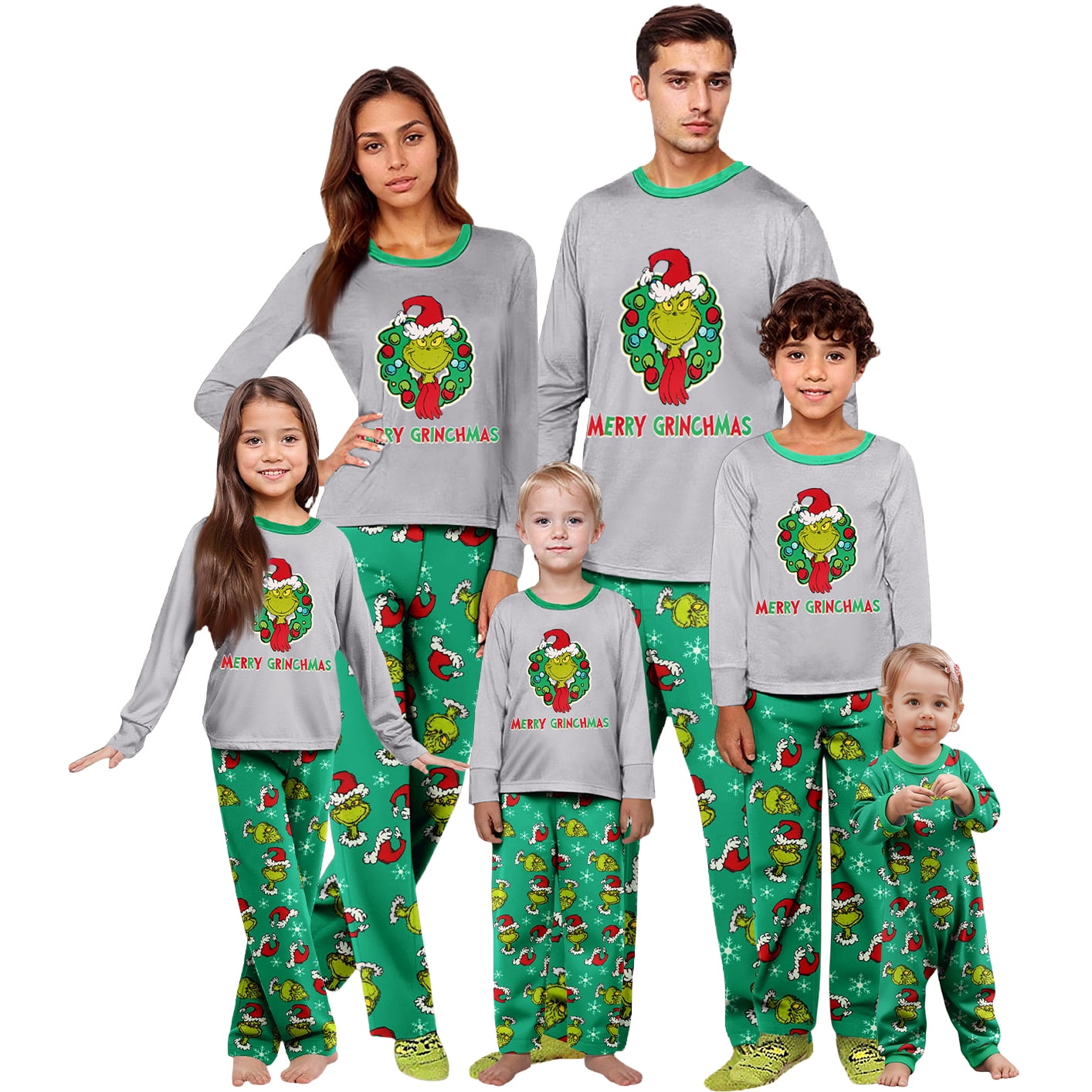 Family Pajamas Matching Sets - Christmas Elf Print Long Sleeve Top ...