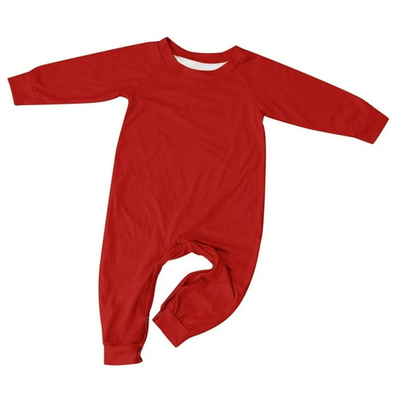Family Pajamas Matching Sets Christmas Pjs Set Solid Color Long Sleeve Shirt and Pant Loungewear Sleepwear (Baby:6M, Red #1)