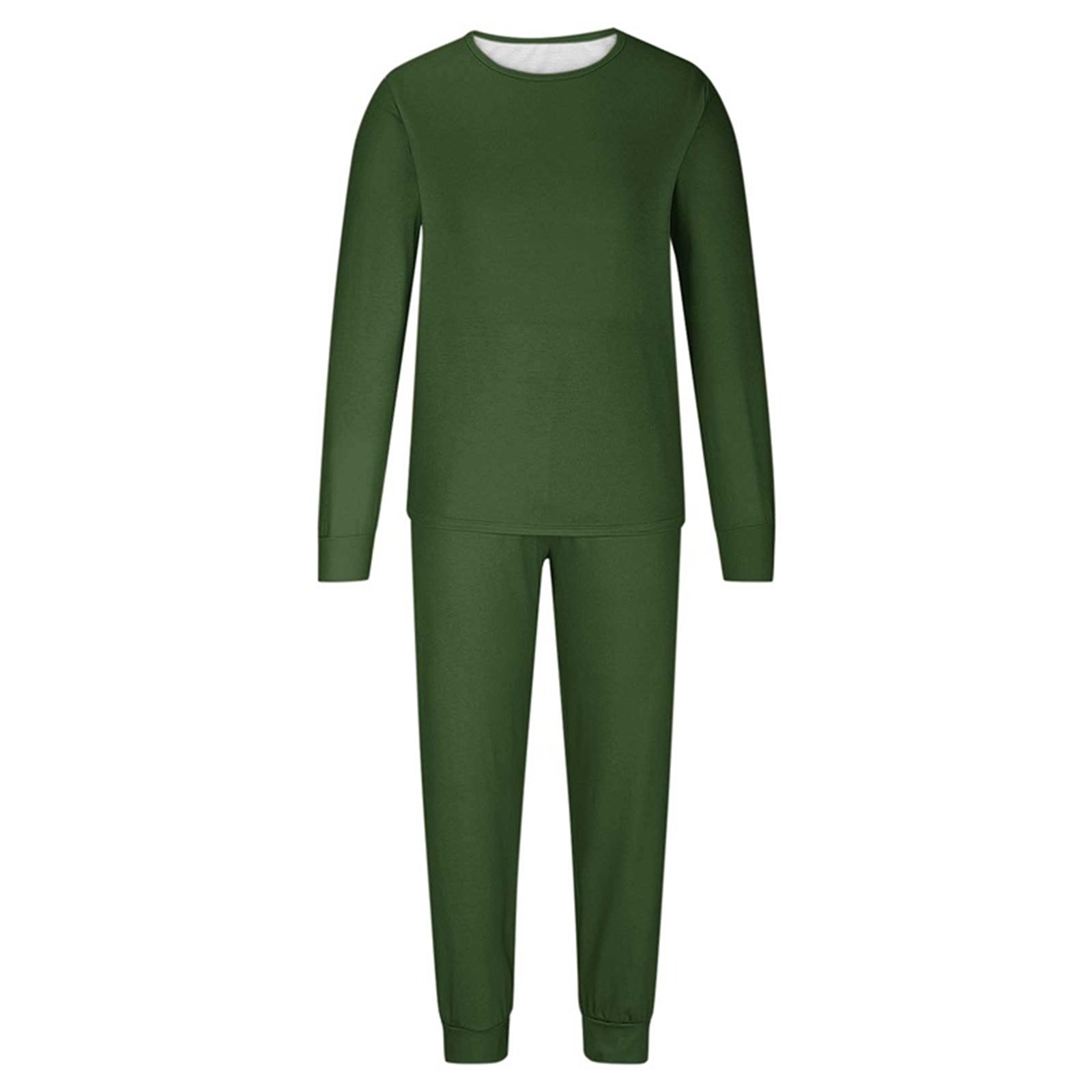Family Pajamas Matching Sets Christmas Pjs Set Solid Color Long Sleeve Shirt and Pant Loungewear Sleepwear (Dad:2XL, Dark Green)