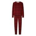 thumbnail image 1 of Family Pajamas Matching Sets Christmas Pjs Set Solid Color Long Sleeve Shirt and Pant Loungewear Sleepwear (Kid:5Y, Red-Plaid), 1 of 4