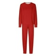 thumbnail image 1 of Family Pajamas Matching Sets Christmas Pjs Set Solid Color Long Sleeve Shirt and Pant Loungewear Sleepwear (Kid:8Y, Red #1), 1 of 4