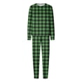 thumbnail image 1 of Family Pajamas Matching Sets Christmas Pjs Set Solid Color Long Sleeve Shirt and Pant Loungewear Sleepwear (Mom:L, Green-Plaid), 1 of 5