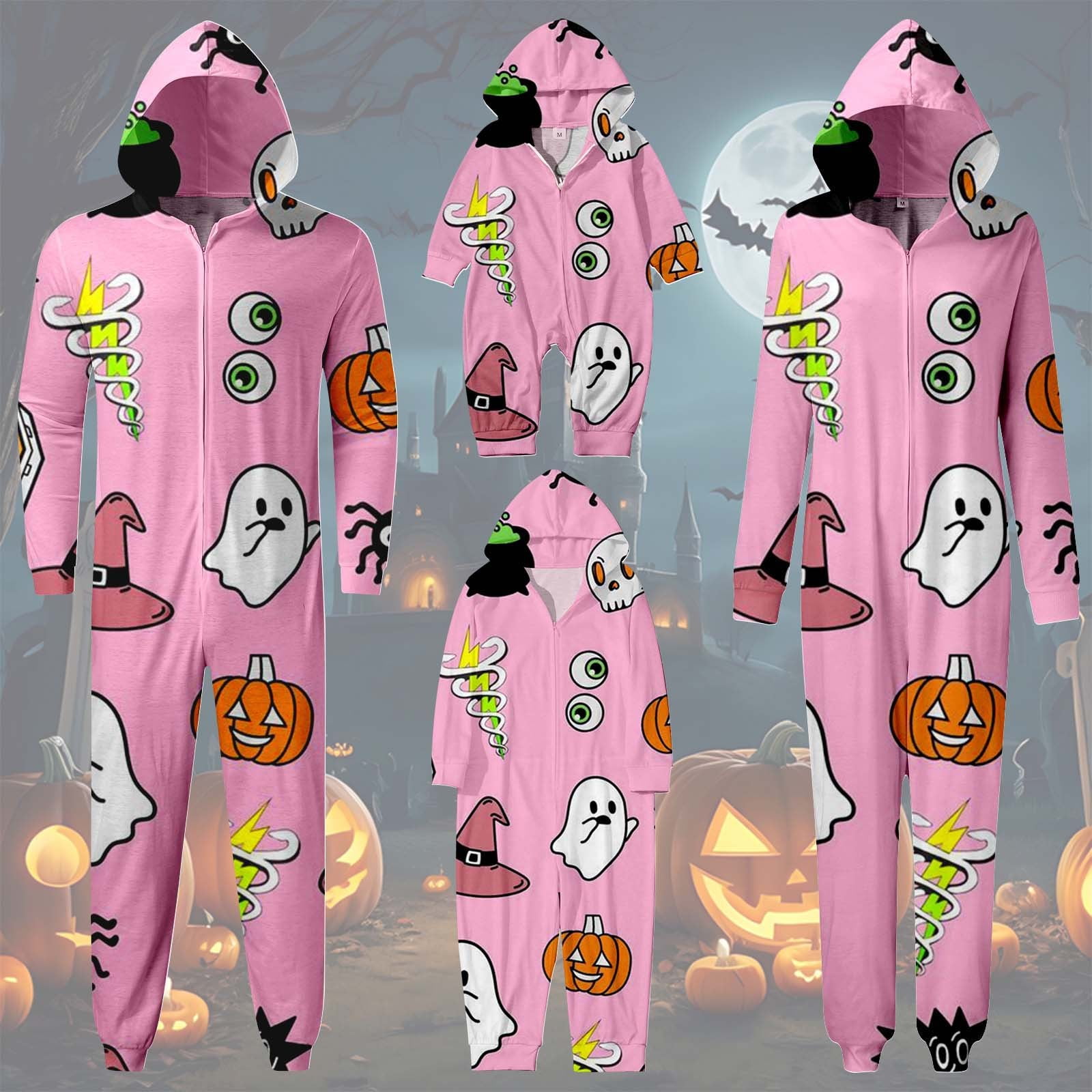Family Pajamas Matching Sets Ghost Print Pajamas Hoodie One Piece Family Pajamas Matching Sets Ghost Print Pajamas Hoodie One Piece