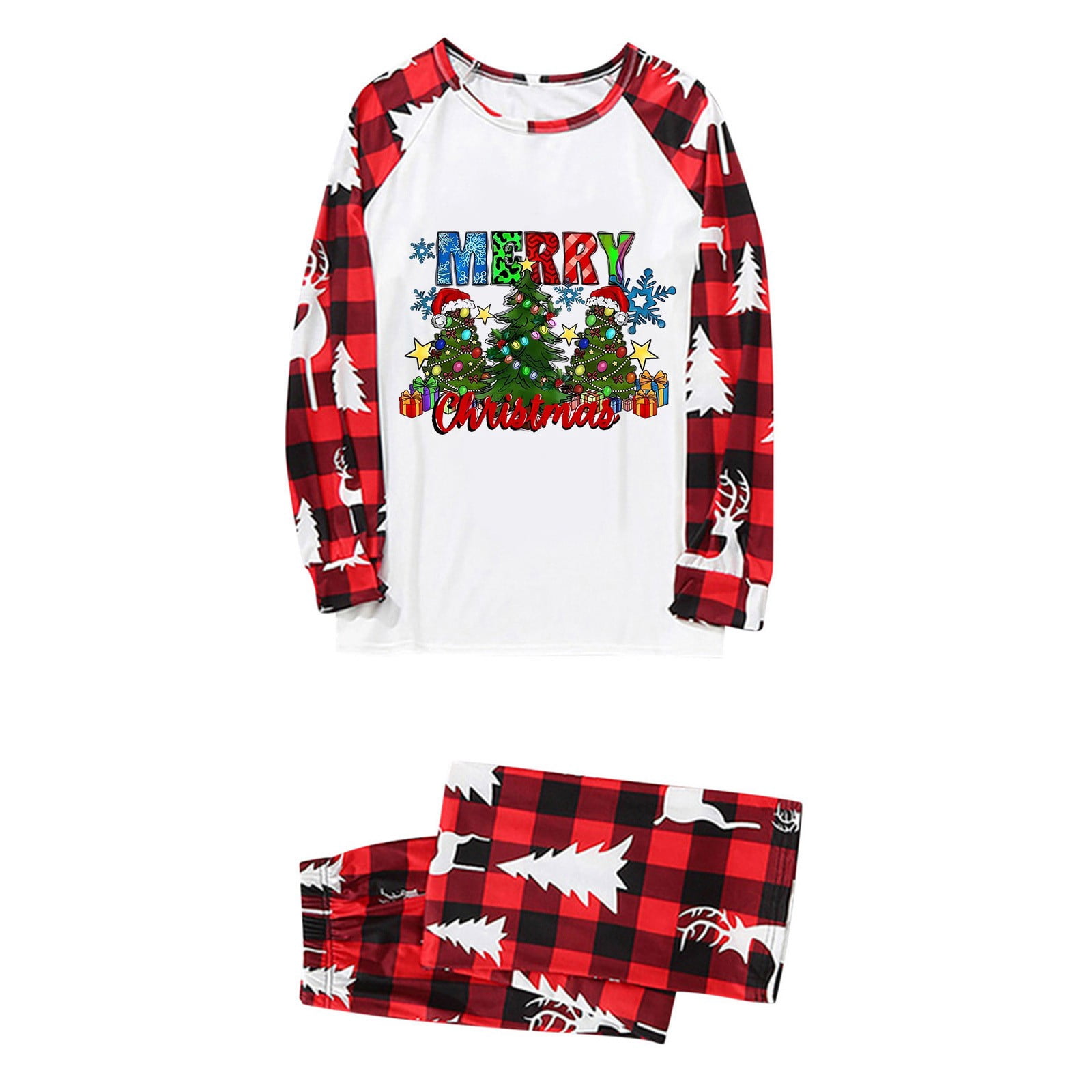 Family Pajamas Matching Sets Parent Child Outfit Christmas Tree Print