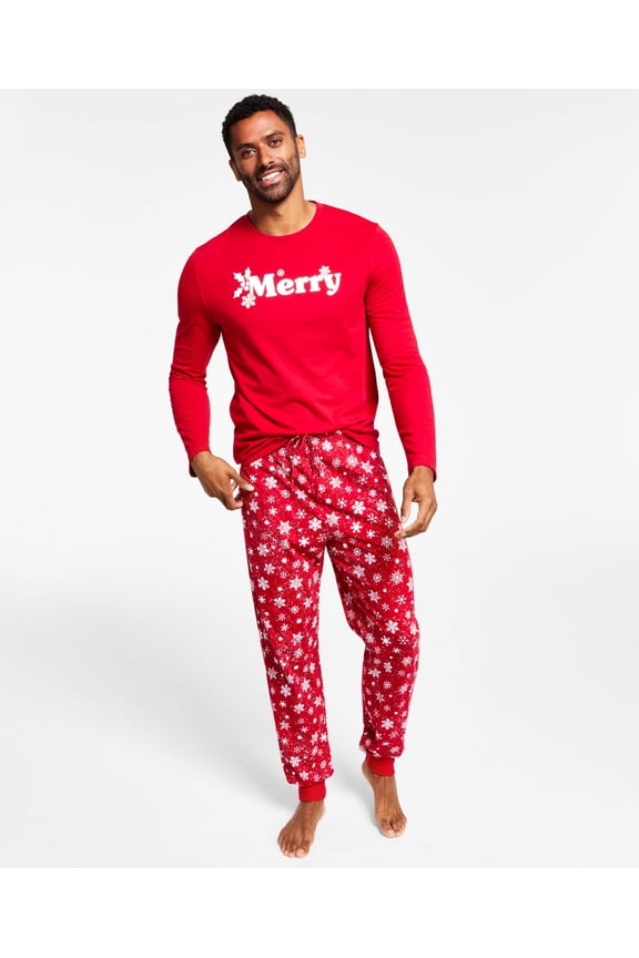 Matching Mens Merry Snowflake Mix It Family Pajama Set Candy Red S