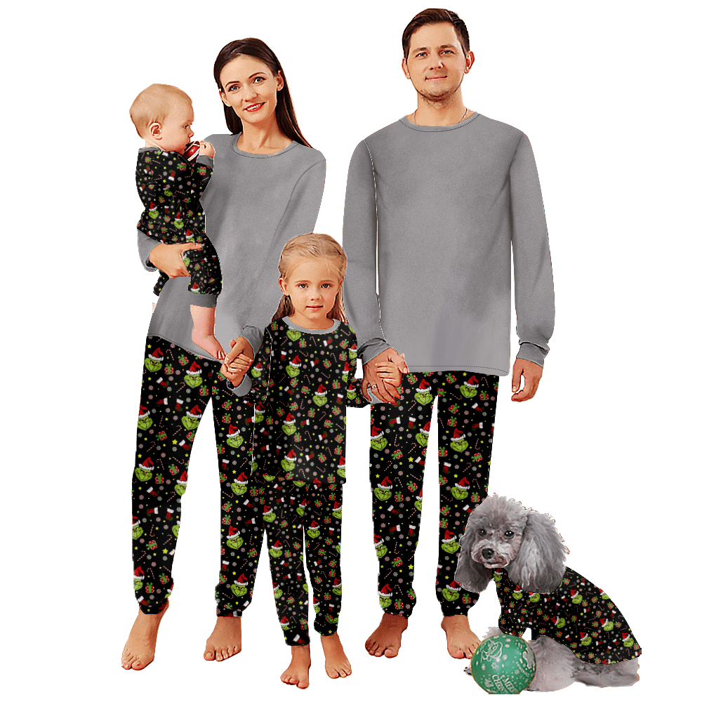Family Pajamas Set Grinch Green Hair Monster Family Matching Pajamas