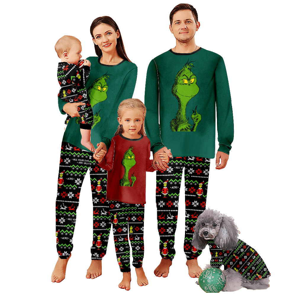 Family Pajamas Set Grinch Print Sleepwear Set for Family, Adults, Teens ...