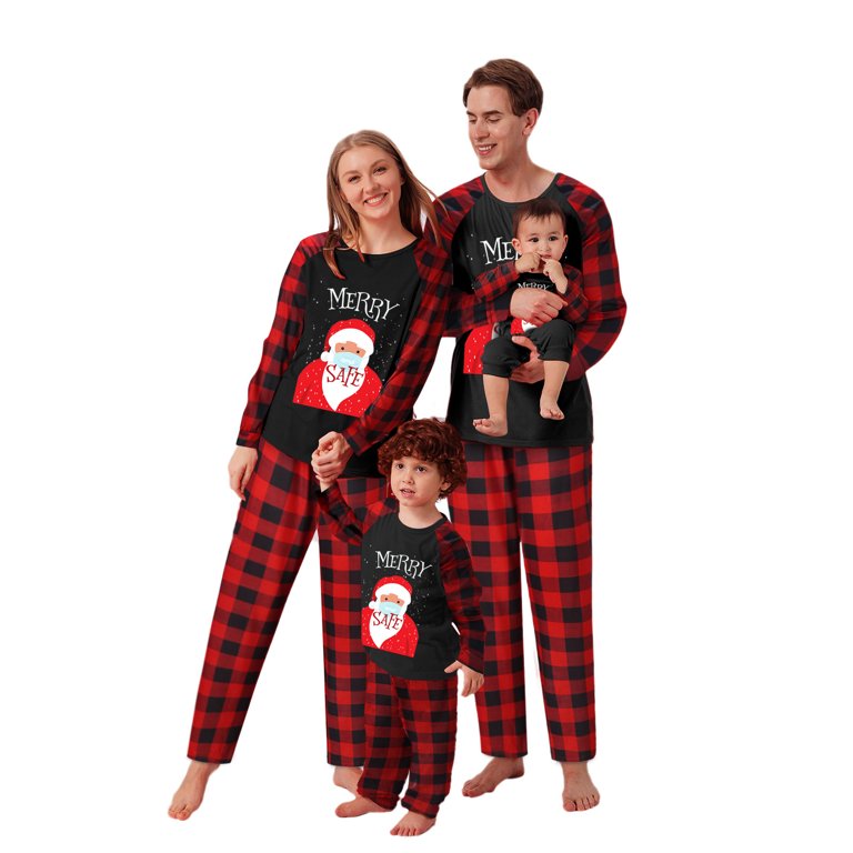 Family Pajamas Sets Christmas PJ's for Family Red Plaid Long Sleeve Top and  Pants Sleepwear Loung Sets